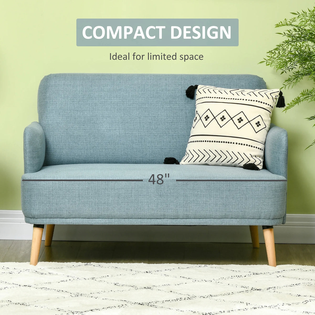 Blue Upholstered Loveseat Sofa M8312