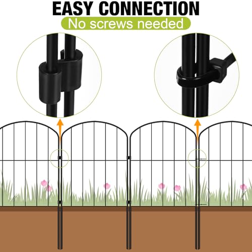 Decorative Garden Fence 24in x 10.5ft 10 Panels Metal Wire T748