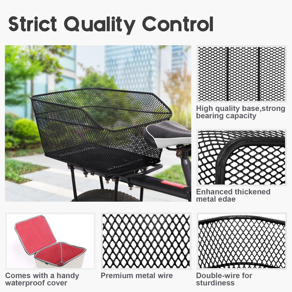 Metal Wire Waterproof Rear Bike Basket 20 L J35520