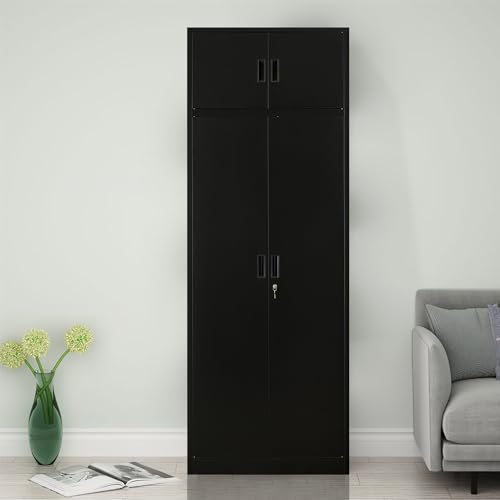 Black Lockable Steel Storage Cabinet with 2 Drawers L5945