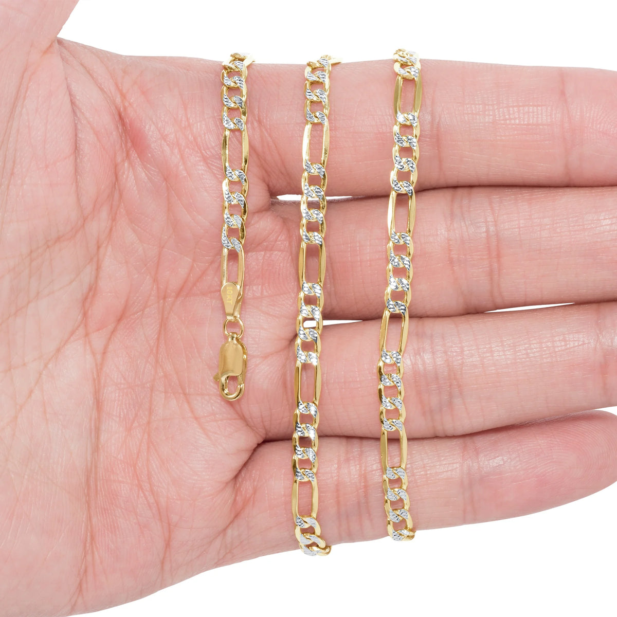 10k Yellow Gold Figaro Chain Pendant Necklace 16" - 30" C7328