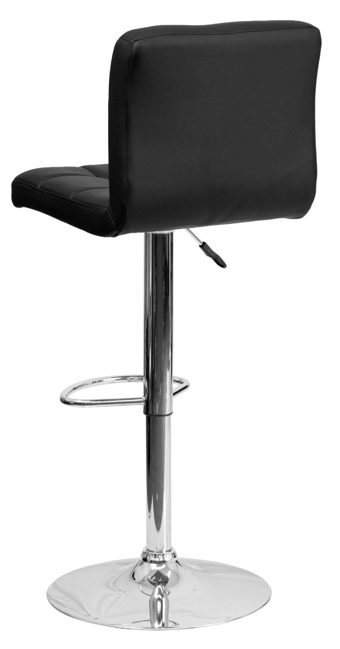 Black Quilted Vinyl Adjustable Height Barstool with Chrome Base Y43957