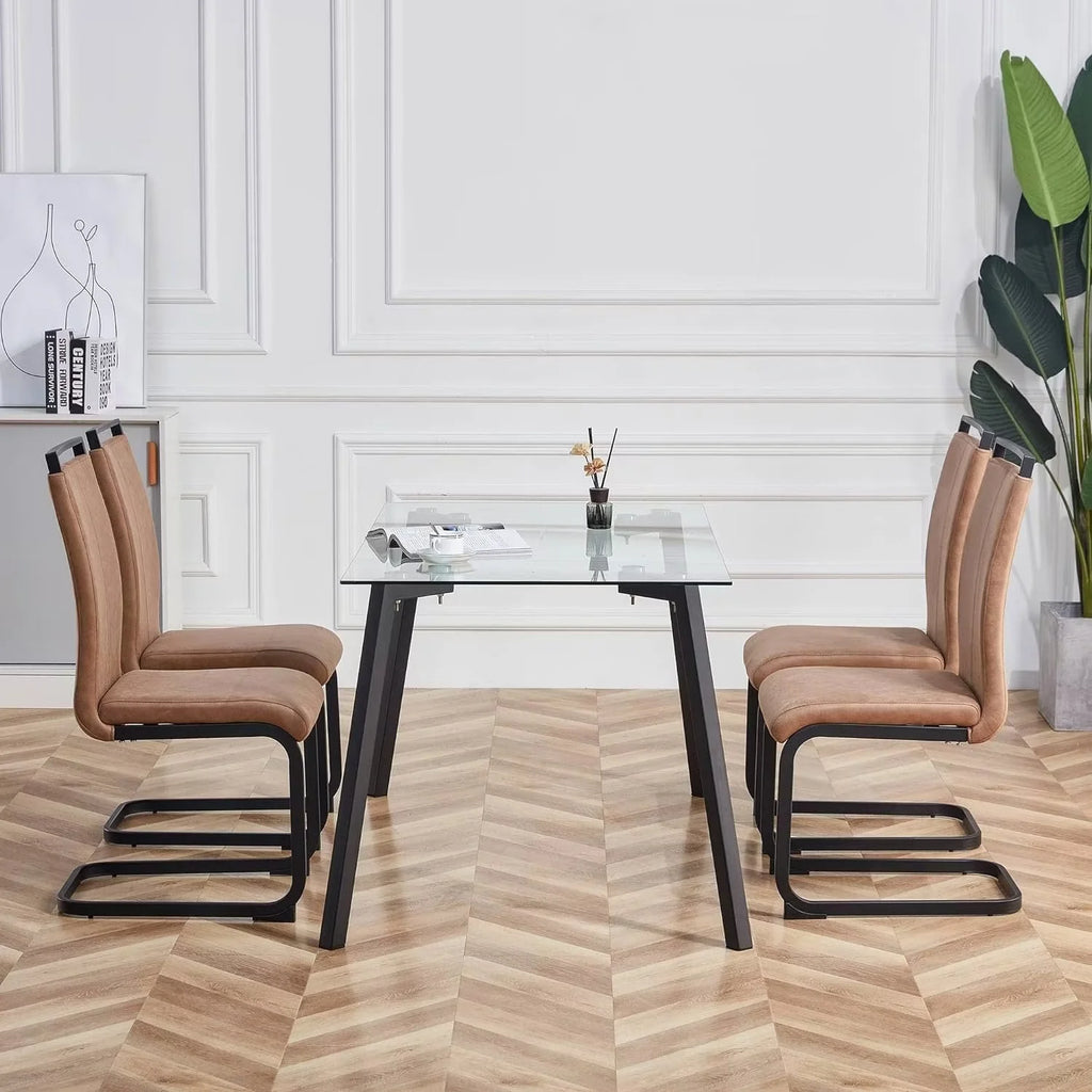 Soft Fabric Dining Chairs Set of 6 with Padded Seat F642794