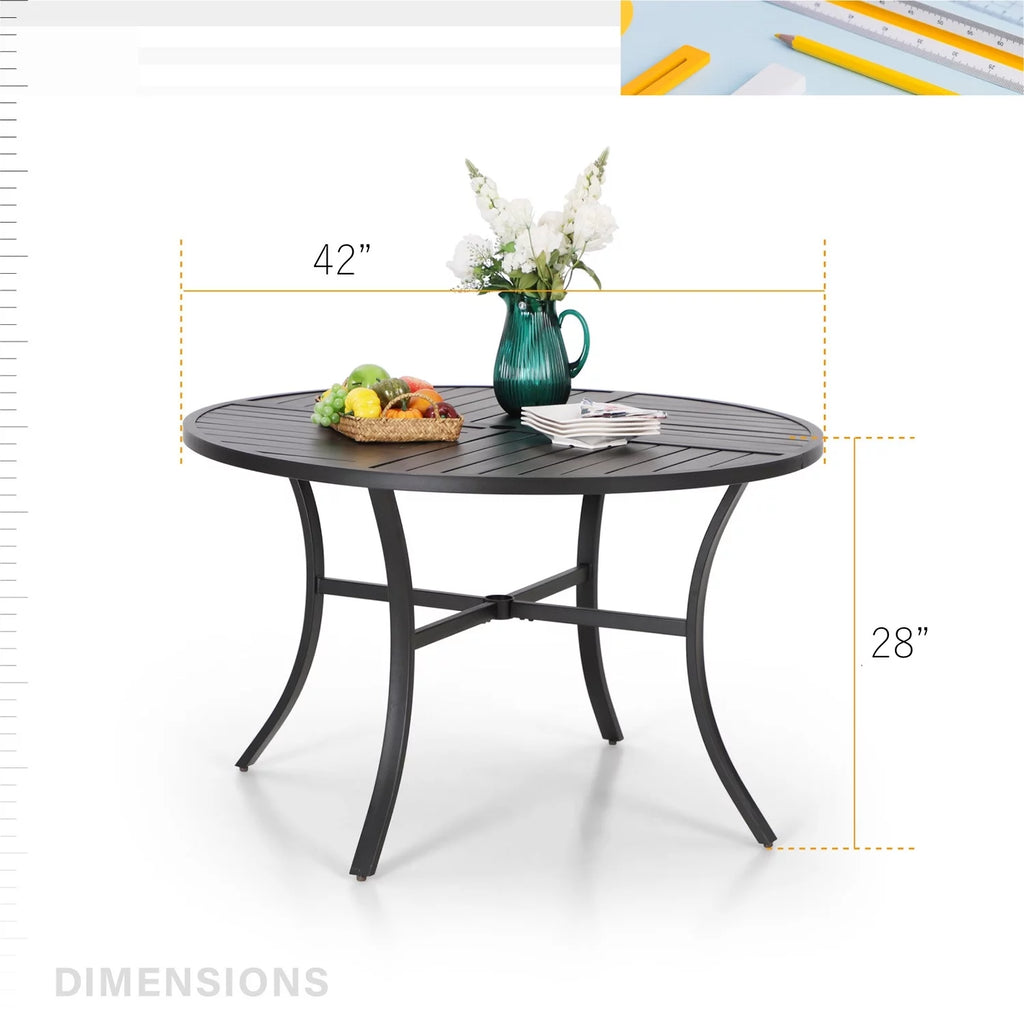 42" Outdoor Metal Round Dining Table Black S705