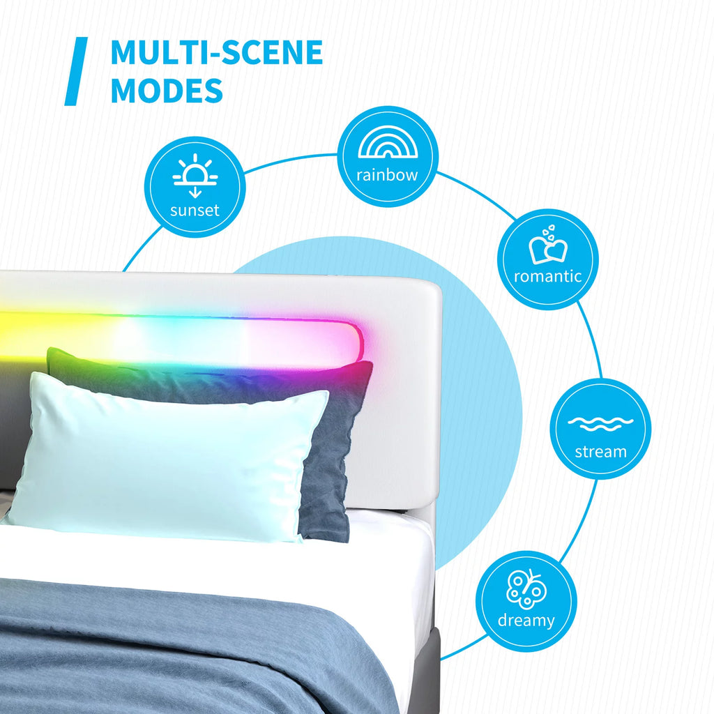 King Bed Frame with 4 Storage Drawers, Adjustable Headboard, White T43213