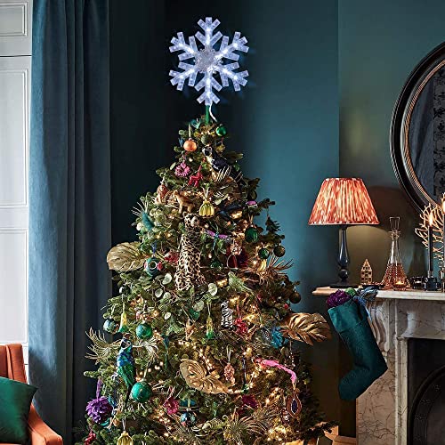 9 inch Lighted Christmas Tree Topper with 15 White LED Lights D262
