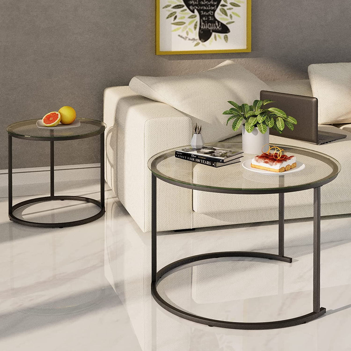 Tempered Glass Round End Table H626