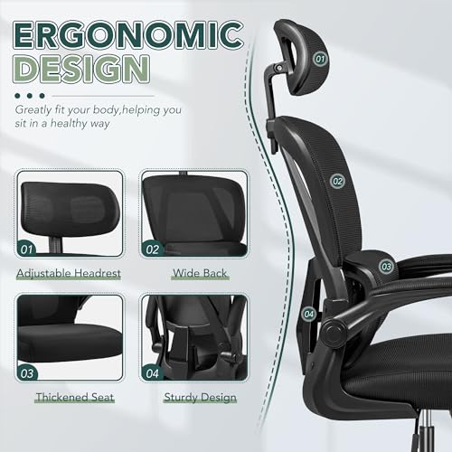 Black High Back Mesh Office Chair with Adjustable Lumbar Support X537814