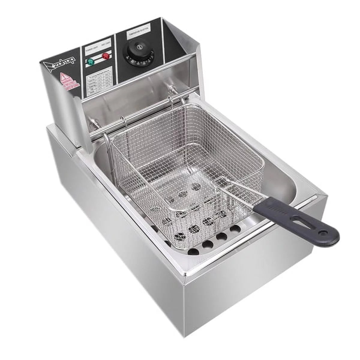 Silver Stainless Steel Single Tank Electric Fryer with Basket 6L O677142