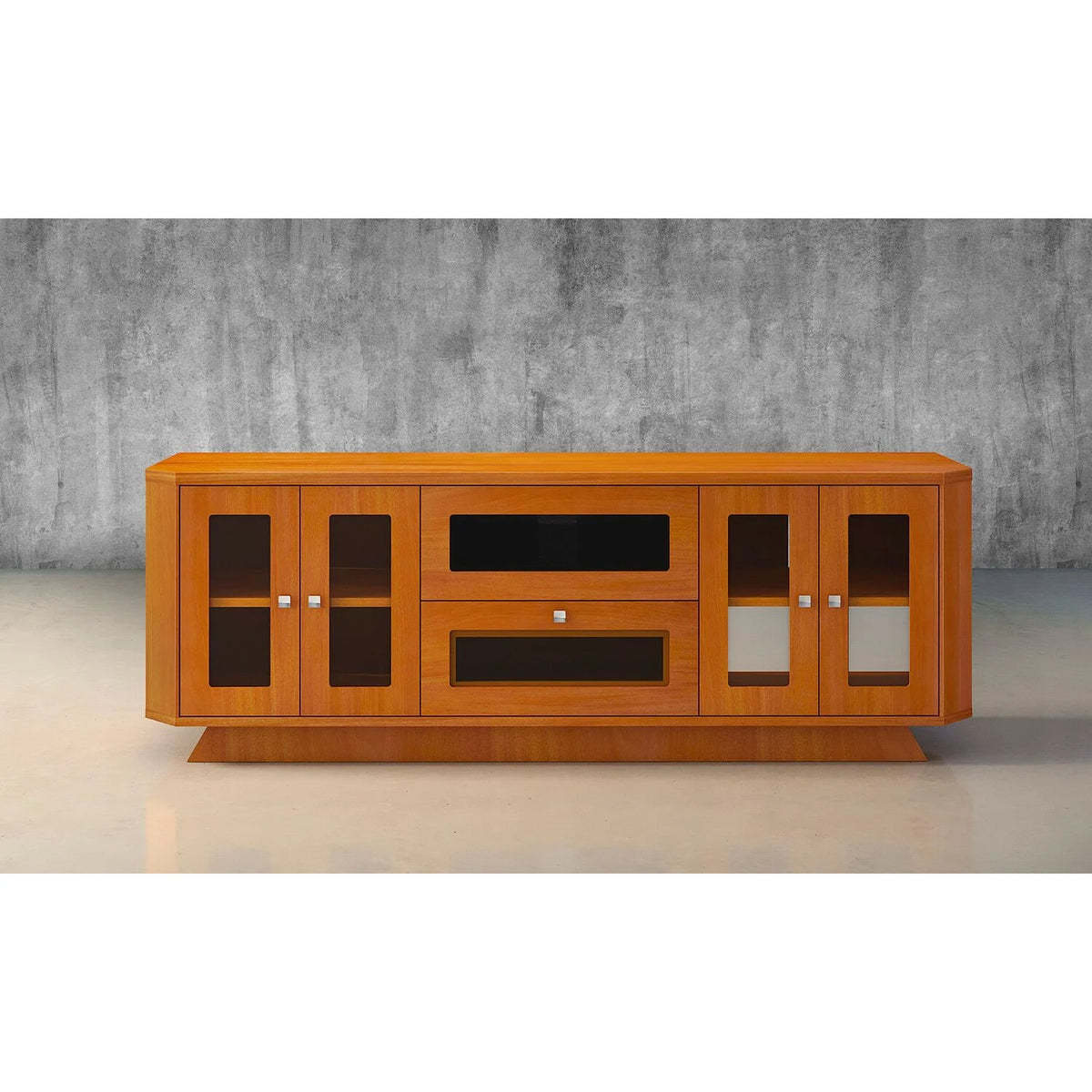 70" Transitional TV Stand with Brazilian Cherry Veneers in Light Cherry Finish K4385