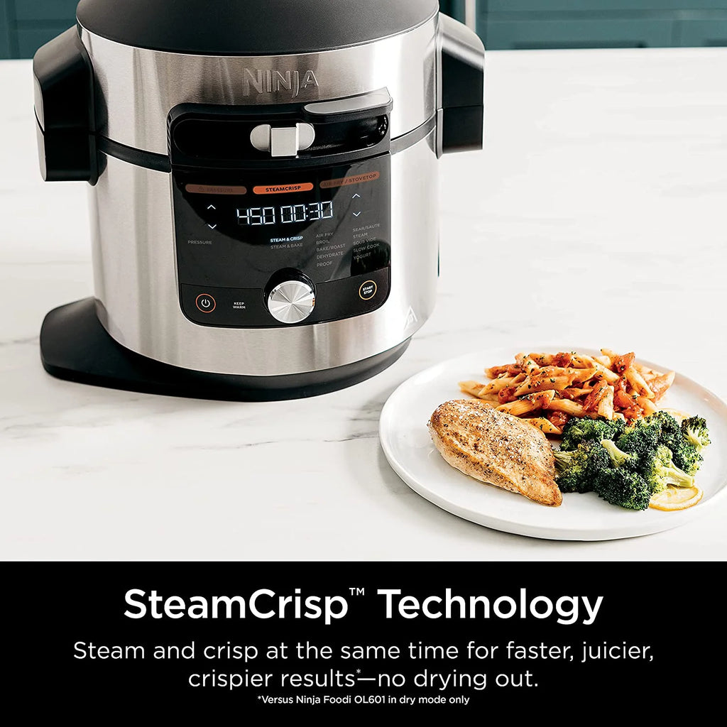 Open Box 8 Qt Pressure Cooker Steam Fryer with SmartLid Silver R92697