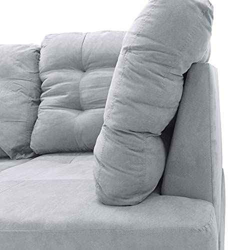 3 Piece Micro Suede L Shaped Sectional Sofa with Ottoman W618107