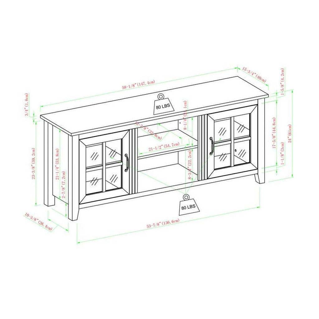 Glass Door TV Console Dark Walnut D24693