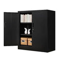 Black Lockable Steel Storage Cabinet with 2 Drawers L5945