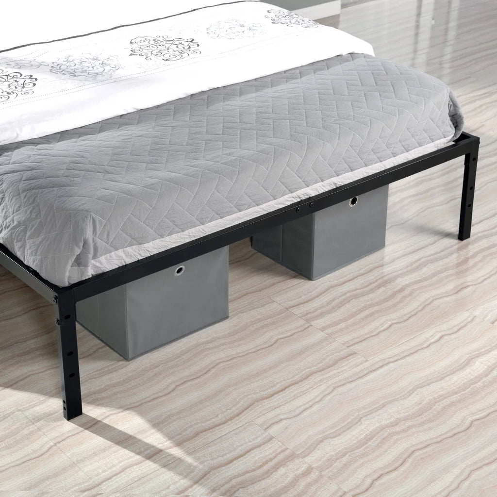 Queen Size Black Metal Slat Bed Frame A391509