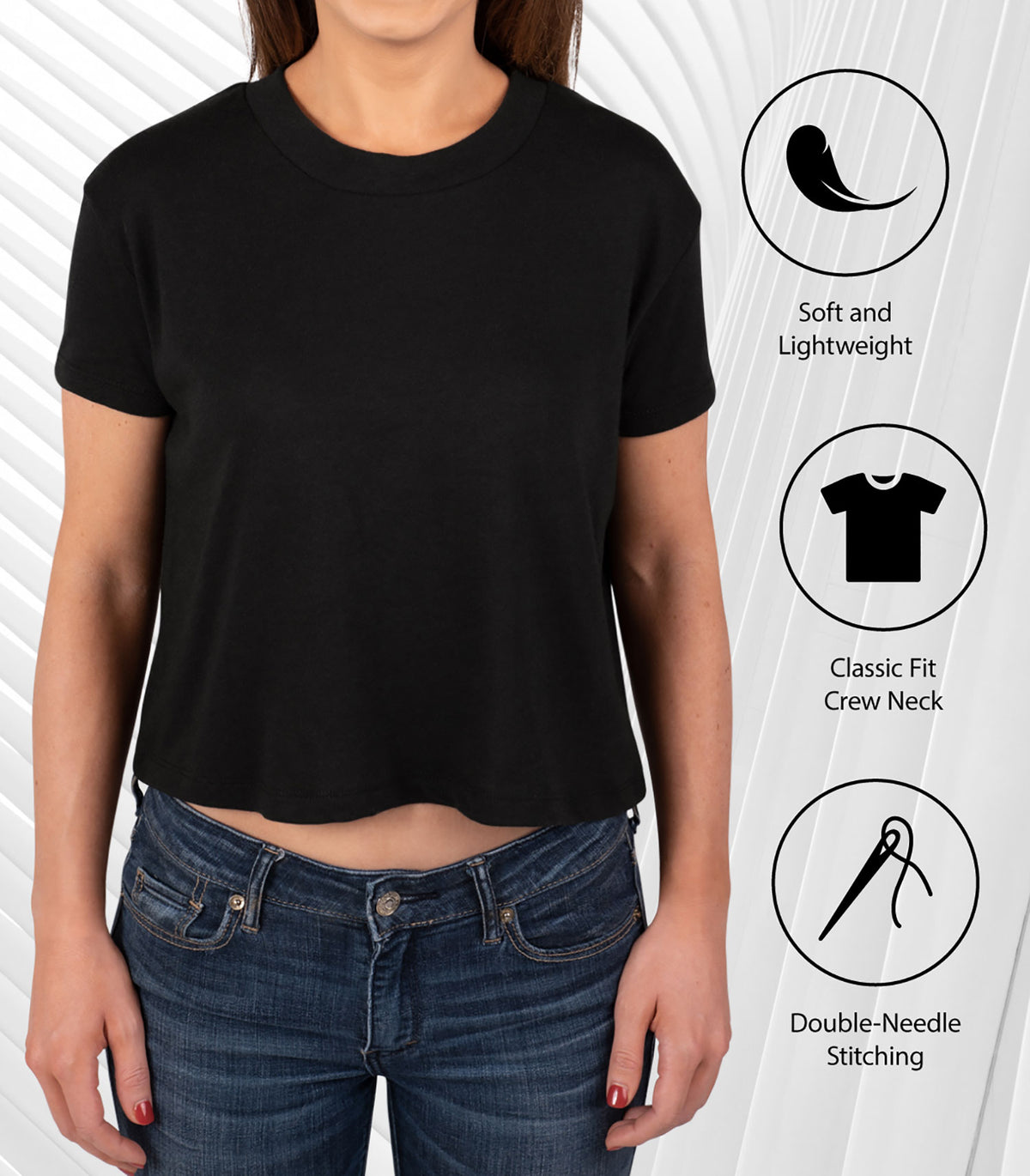 Juniors Cropped Cotton Blend T-Shirt I73240