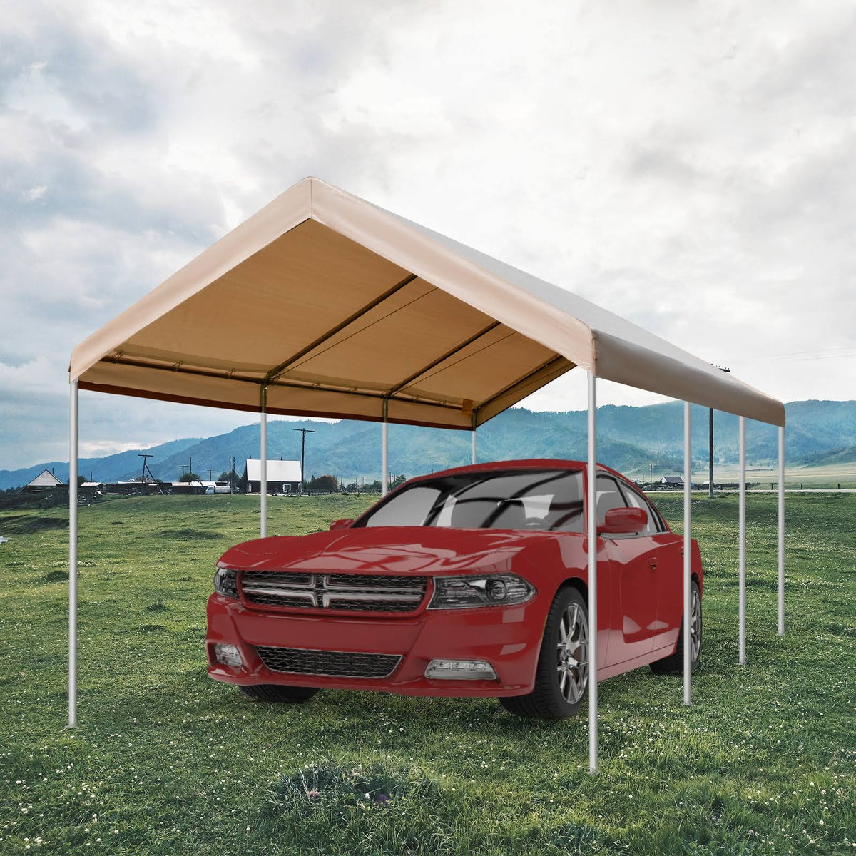 20' L x 10' W Heavy Duty Outdoor Carport Canopy with Anchor Kit R98464