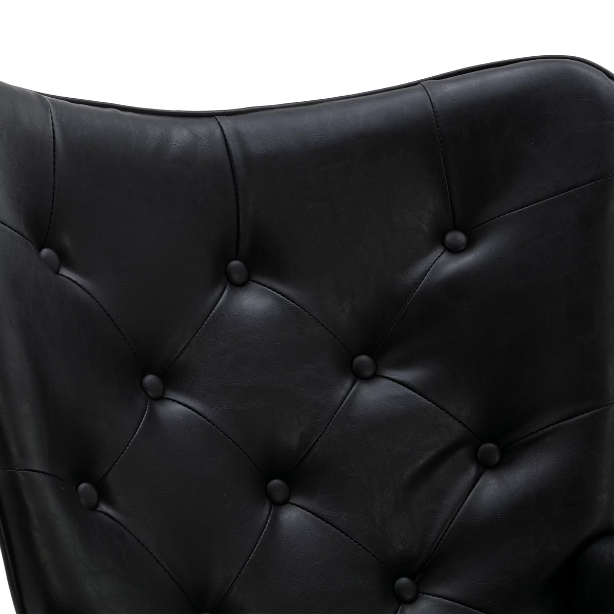 Black PU Leather Tufted Accent Chair with Wood Legs Y123