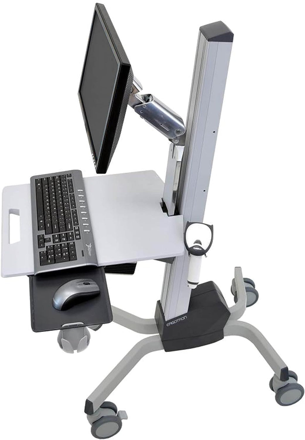 Rolling Computer Cart Mobile Standing Desk Workstation, Grey T5228