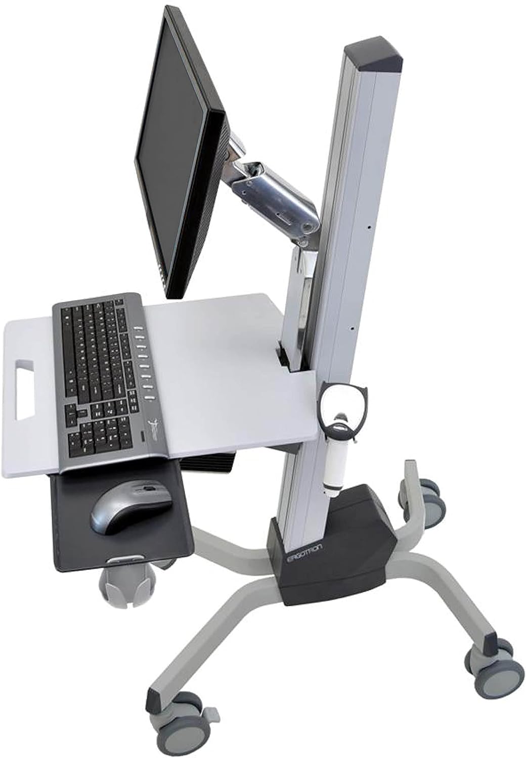 Rolling Computer Cart Mobile Standing Desk Workstation, Grey T5228