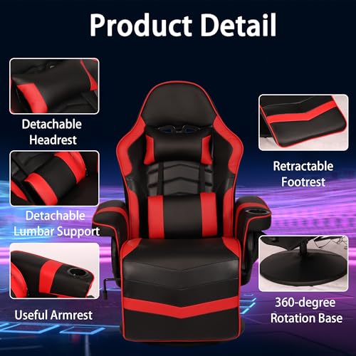 Blue Massage Gaming Chair with Footrest I767