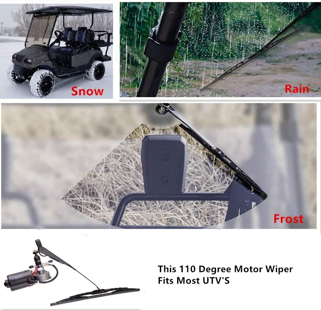 12V Universal Electric Windshield Wiper Motor Kit for UTV ATV Windshields, 17.7" Arm, 17.7" Blade Pack of 2 X261806
