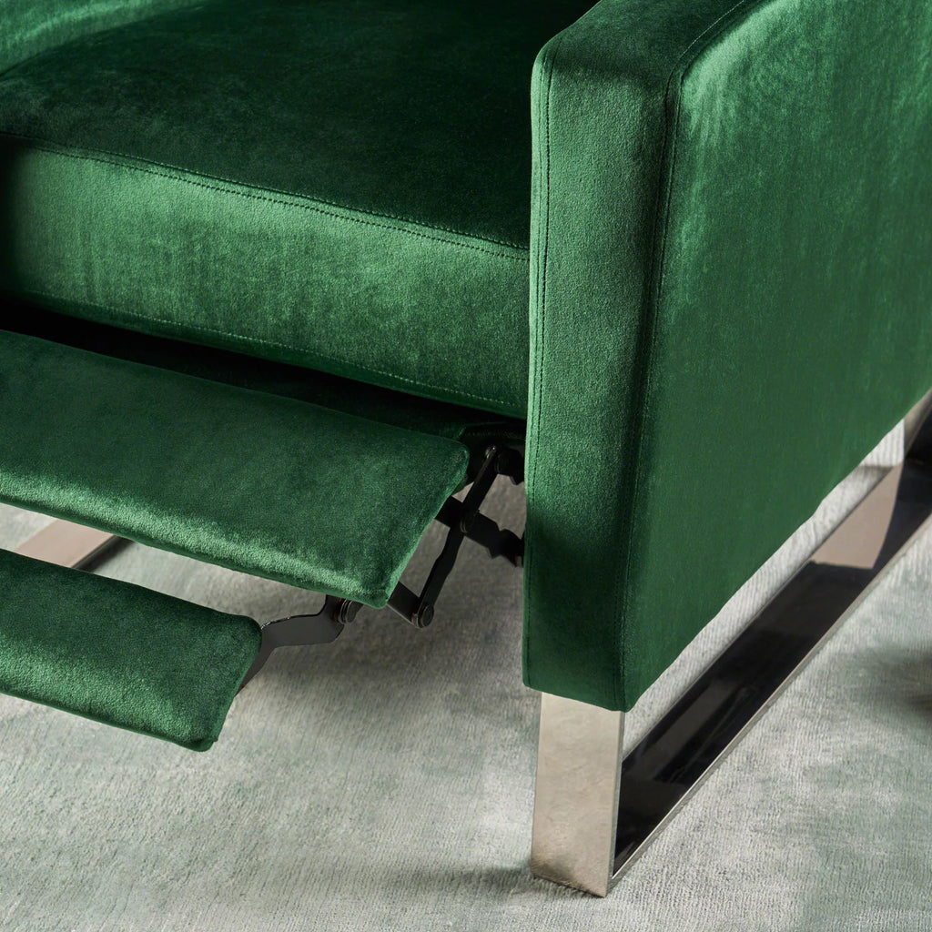 Green Velvet Push Back Recliner Y791