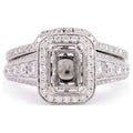 18K White Gold Rectangle Halo Diamond Engagement Ring O3525