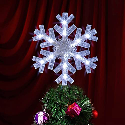 9 inch Lighted Christmas Tree Topper with 15 White LED Lights D262
