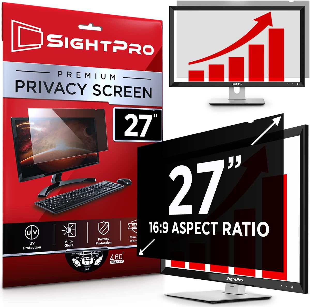 27 Inch Computer Privacy Screen Filter for 16:9 Widescreen Monitor, Pack of 2 S100881