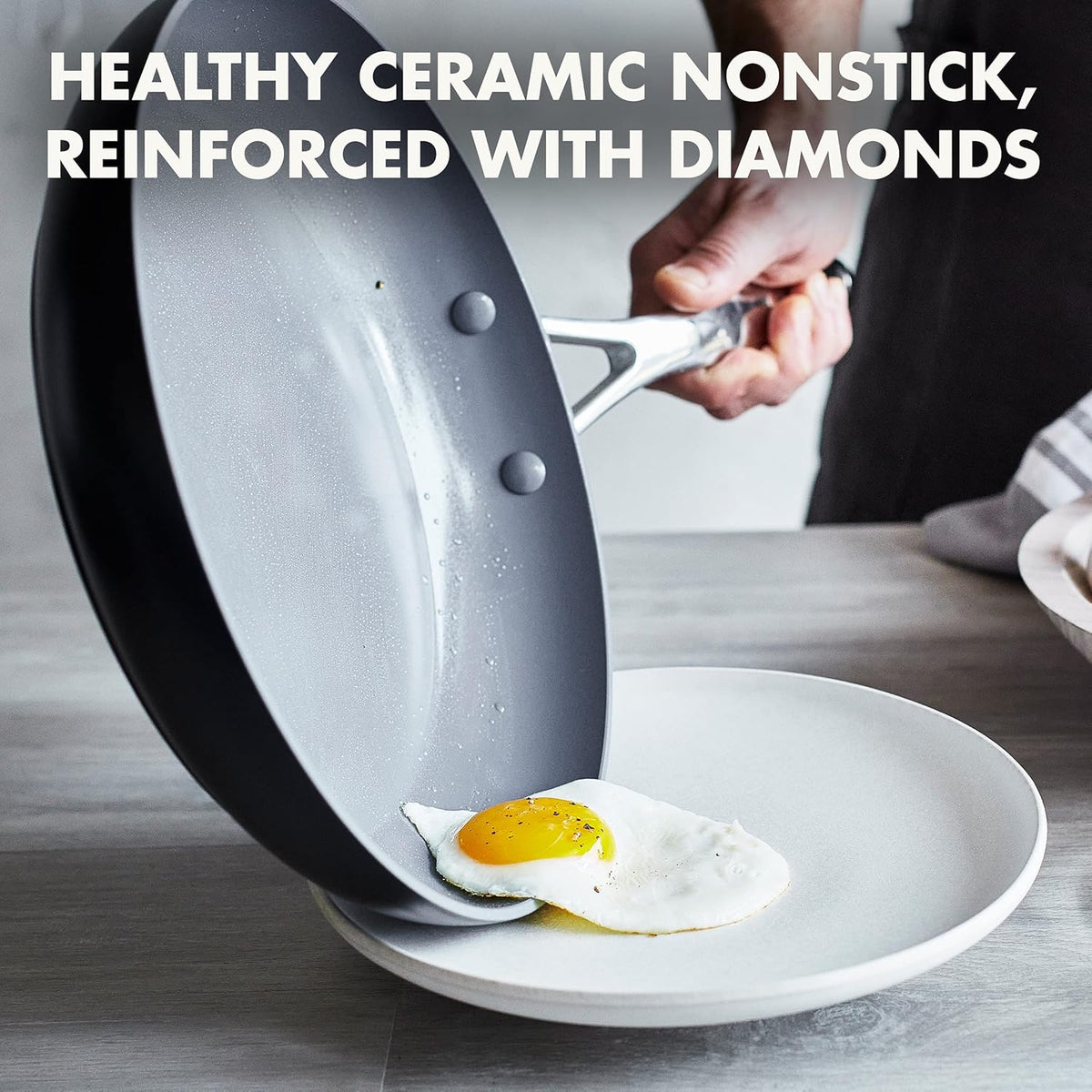 Gray Hard Anodized Ceramic Nonstick 10" Frying Pan with Lid Z5281