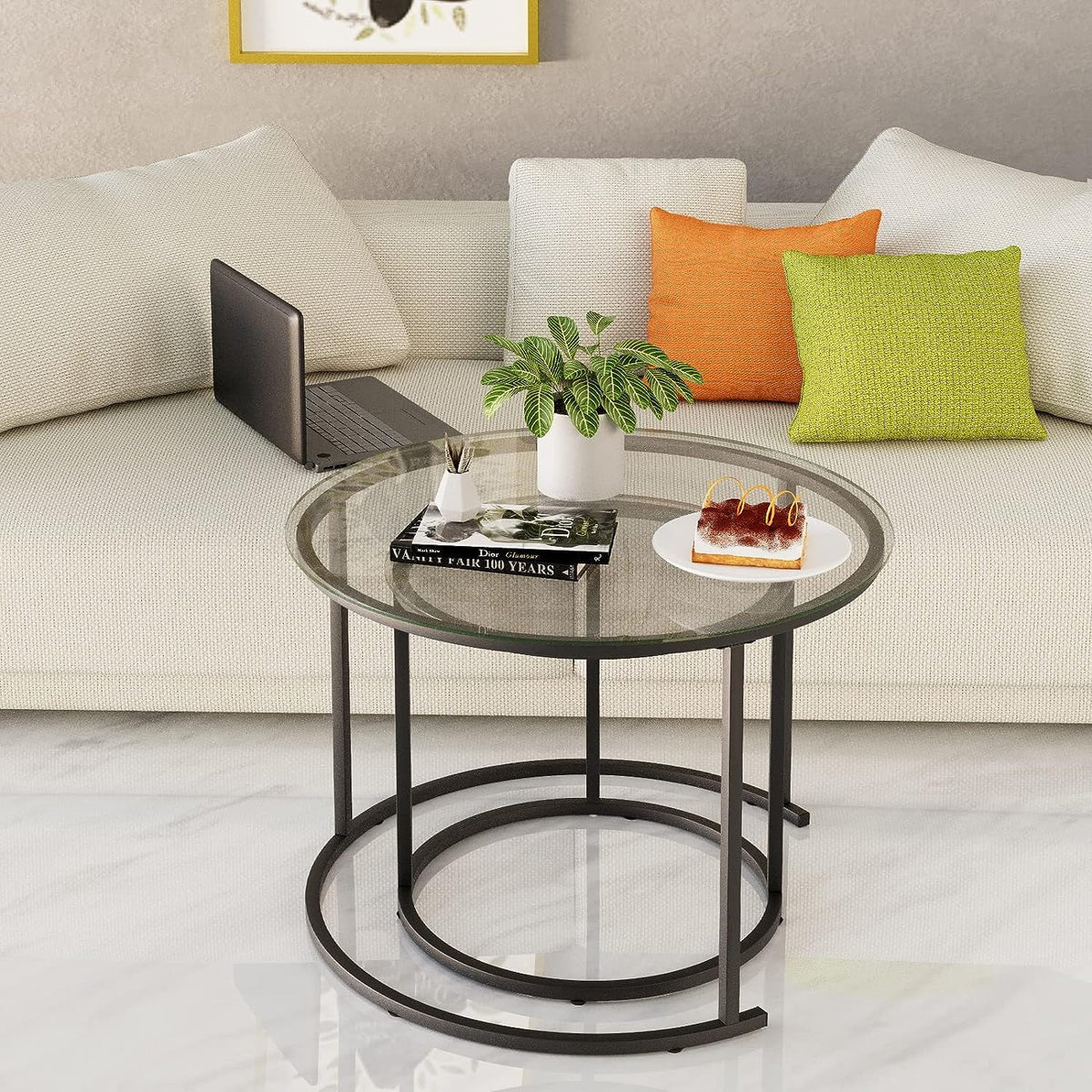 Tempered Glass Round End Table H626