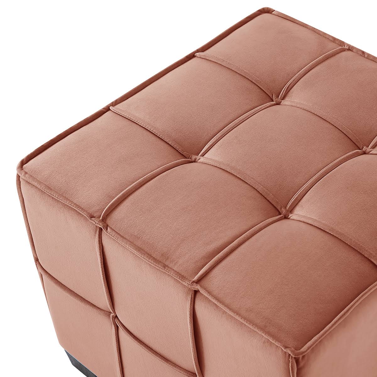 Navy Velvet Ottoman H9703