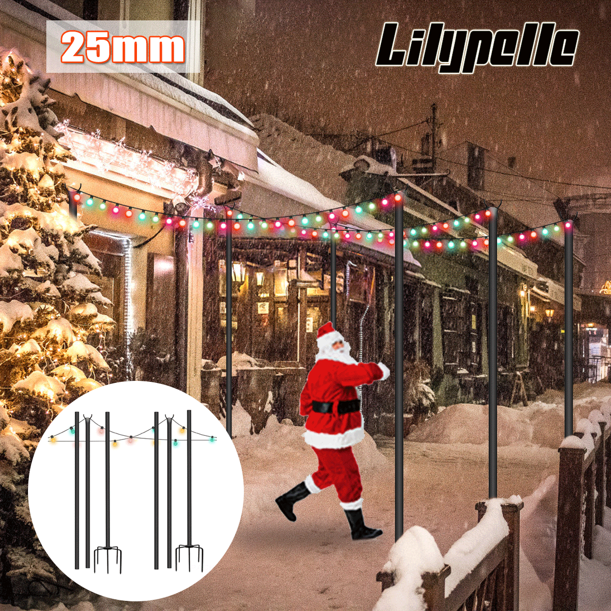 String Light Poles Stand for Outside, 2 Pack, 9 FT x 25 mm J6871