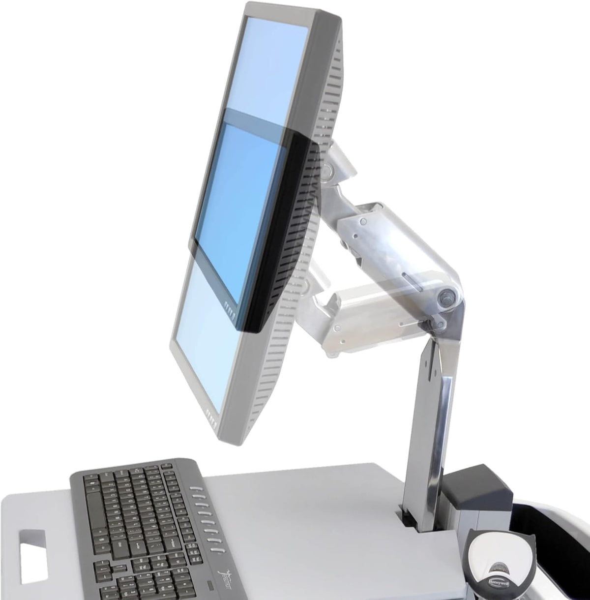 Rolling Computer Cart Mobile Standing Desk Workstation, Grey T5228