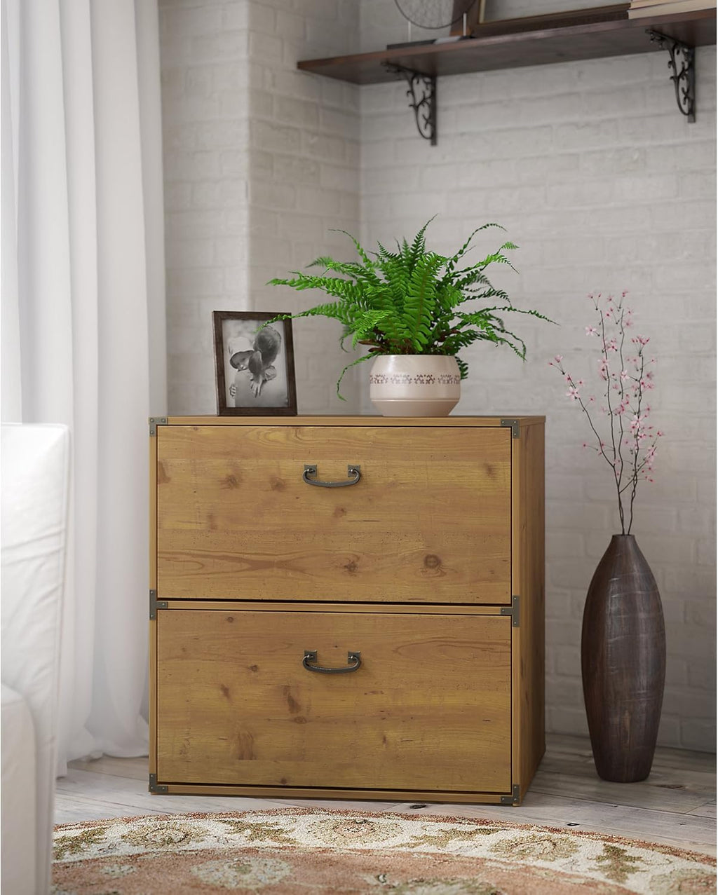 Vintage Golden Pine Lateral File Cabinet R6813