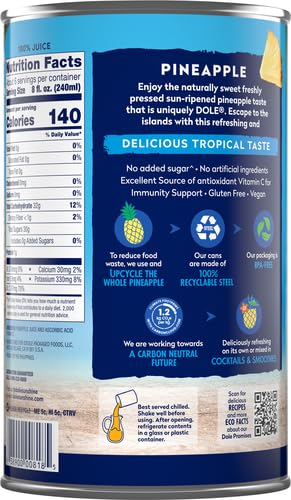 100% Pineapple Juice, 46 Ounce Cans (Pack of 6) T33756
