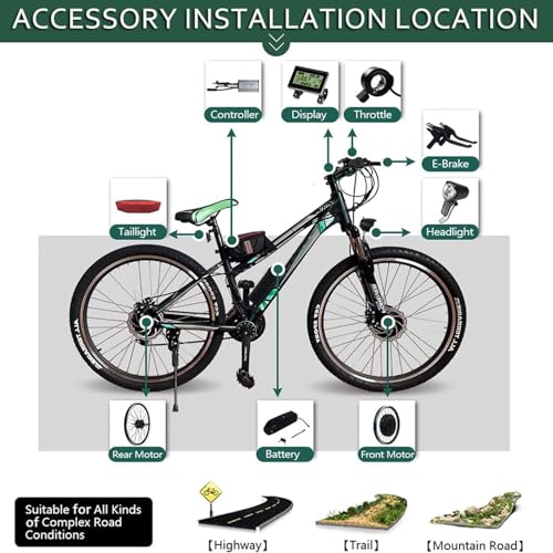 48V 1000W/1500W Rear Wheel Electric Bicycle Hub Motor Kit B628058