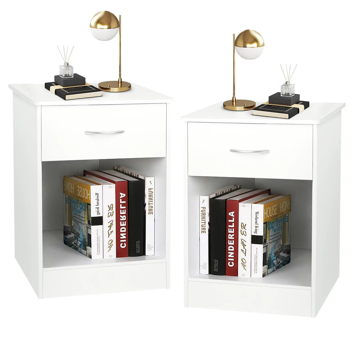 White Nightstand with Drawer L456