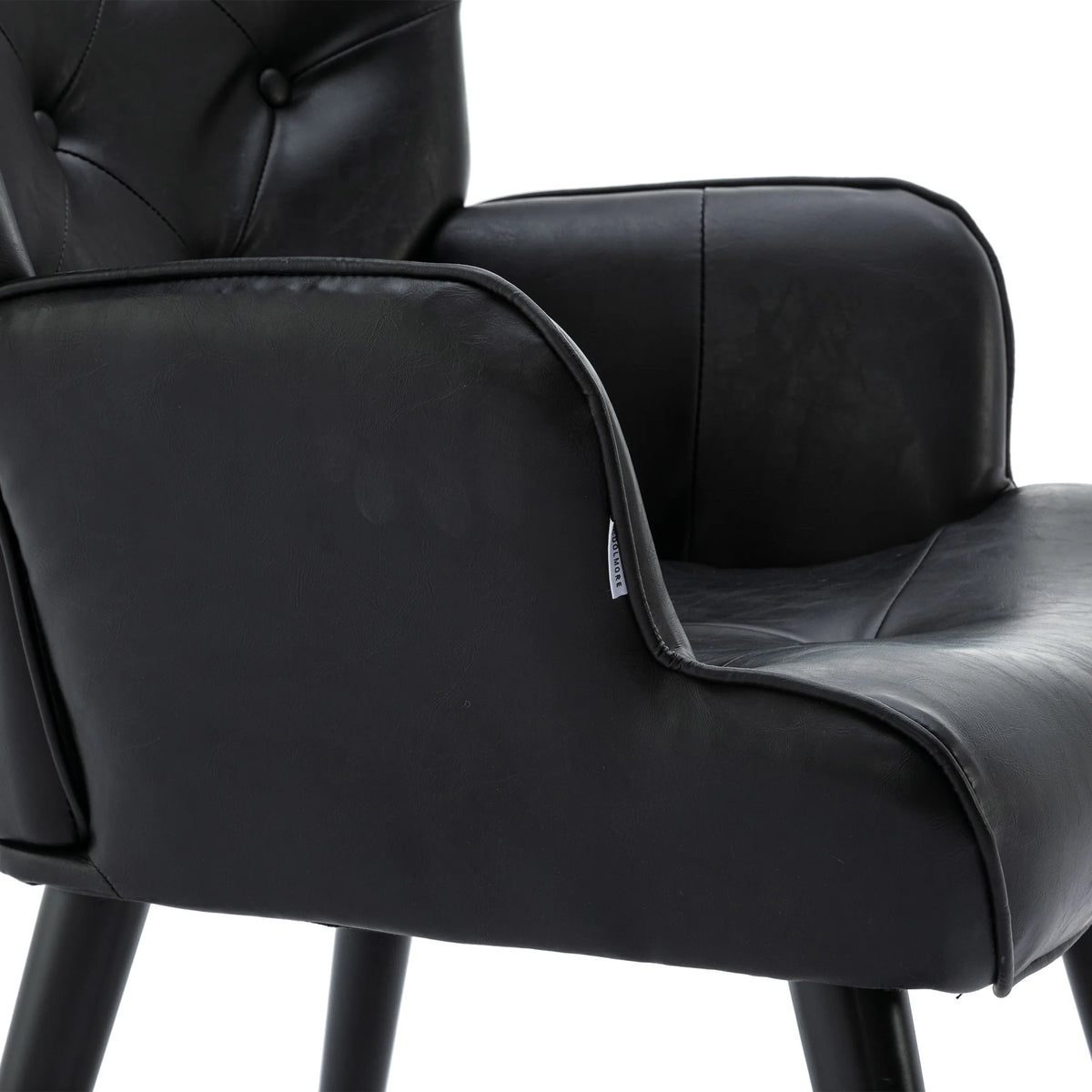 Black PU Leather Tufted Accent Chair with Wood Legs Y123