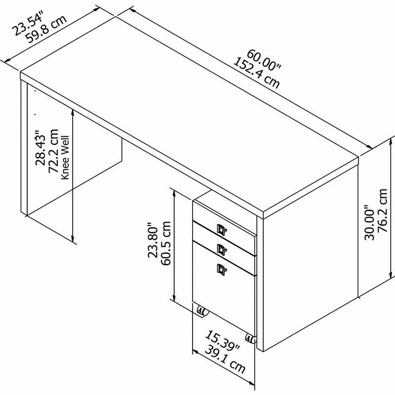 Gray Sand Credenza Desk with Mobile File Cabinet E343714
