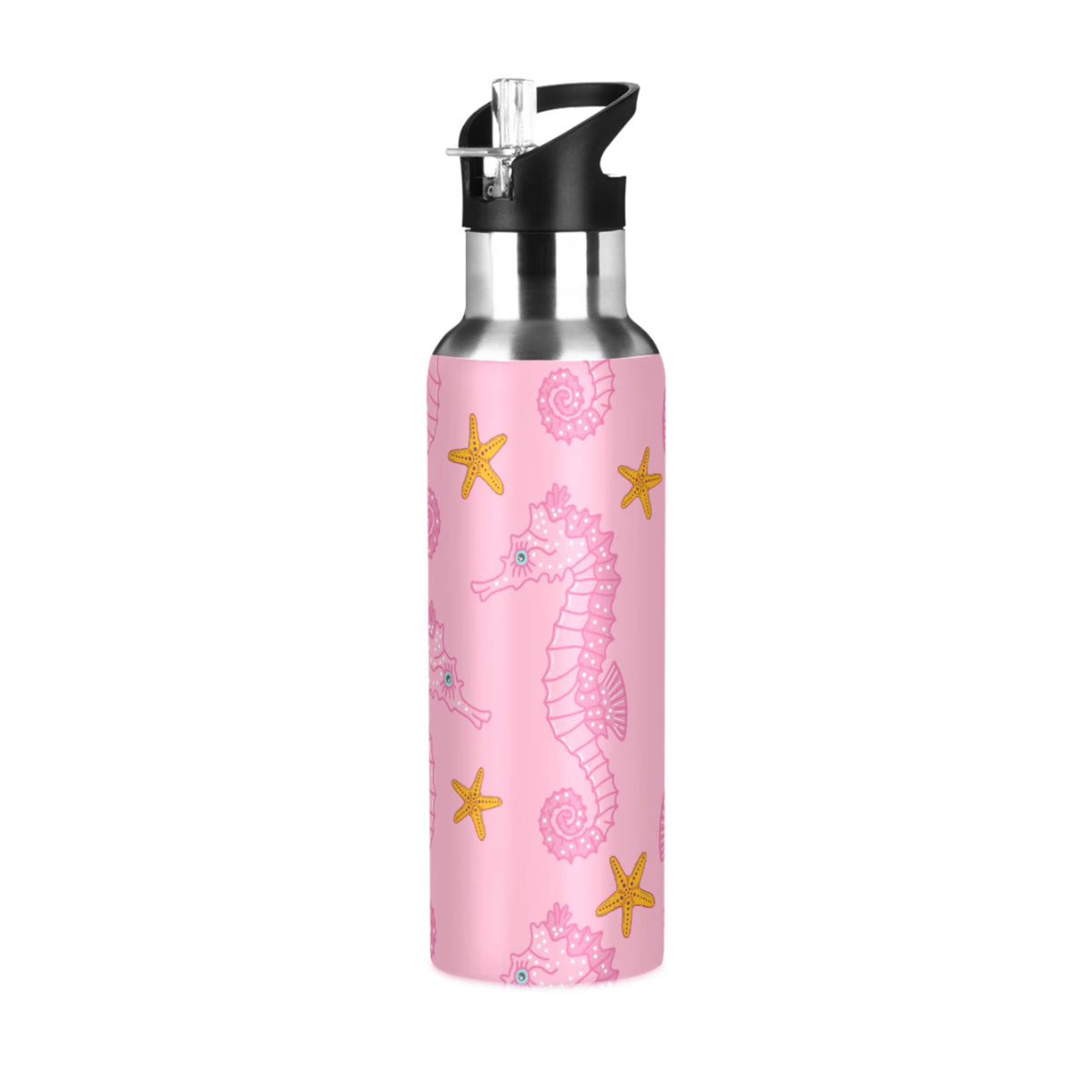 Pink Seahorse Starfish Stainless Steel Insulated Water Bottle F64998