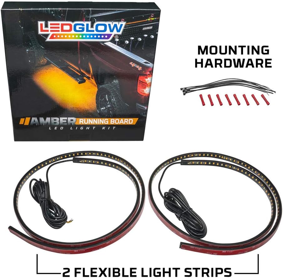 52 Truck LED Running Board Light Amber Side Marker Kit with White Courtesy Lights H2496