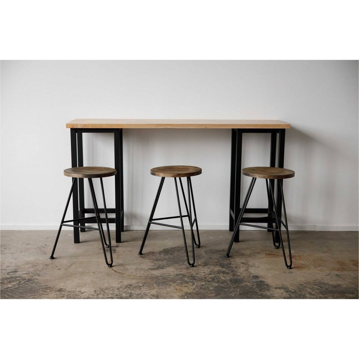 Natural Brown Ash Wood and Steel Bar Stool C98117