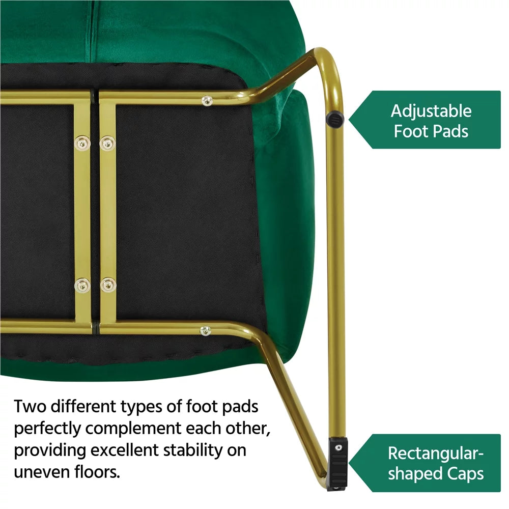 Green Velvet Armchair with Golden Metal Legs B8482
