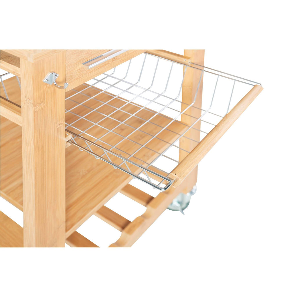 Bamboo Granite Top Kitchen Cart W27667