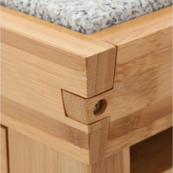 Bamboo Granite Top Kitchen Cart W27667