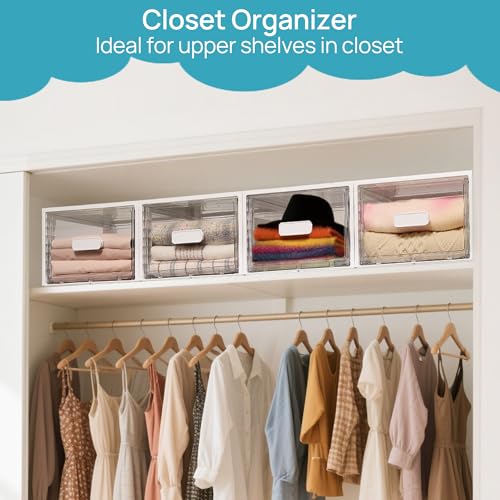 4 Pack 13QT Clear Stackable Storage Drawers S42880
