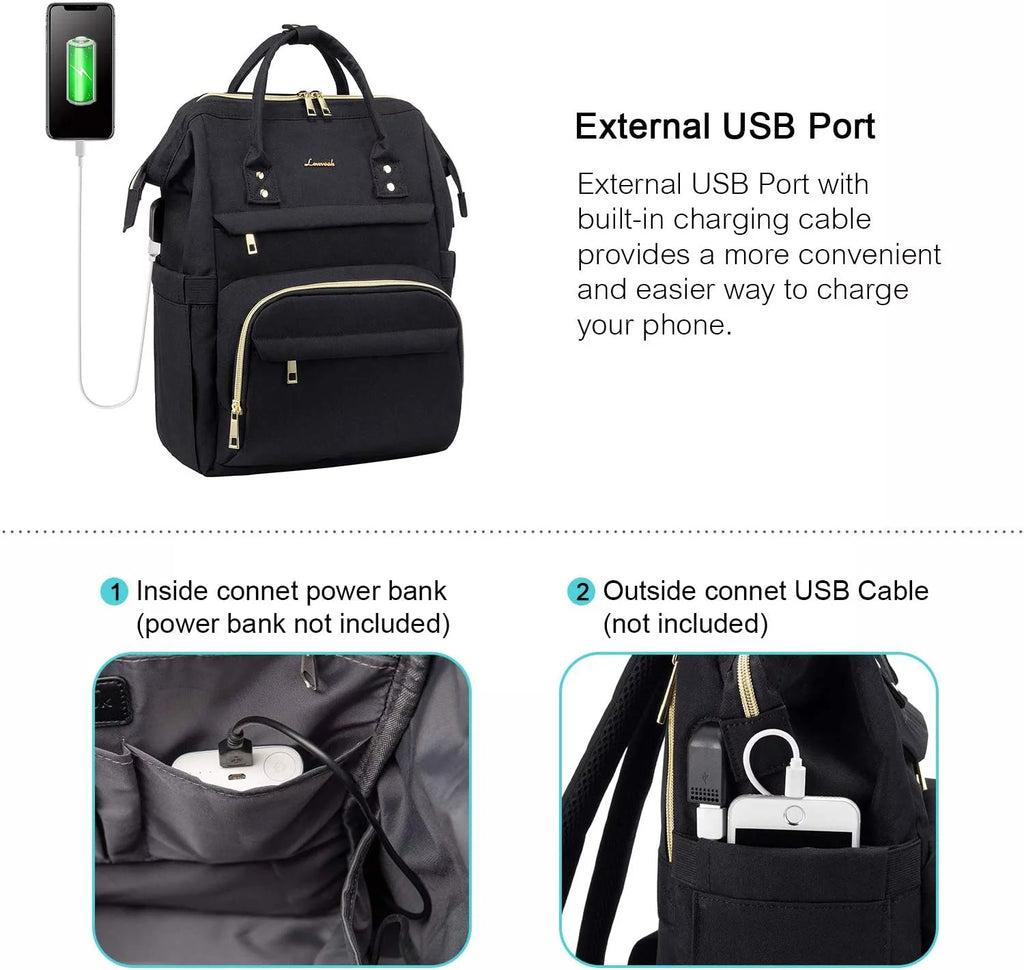 17" Waterproof Laptop Backpack with USB-Black A385124