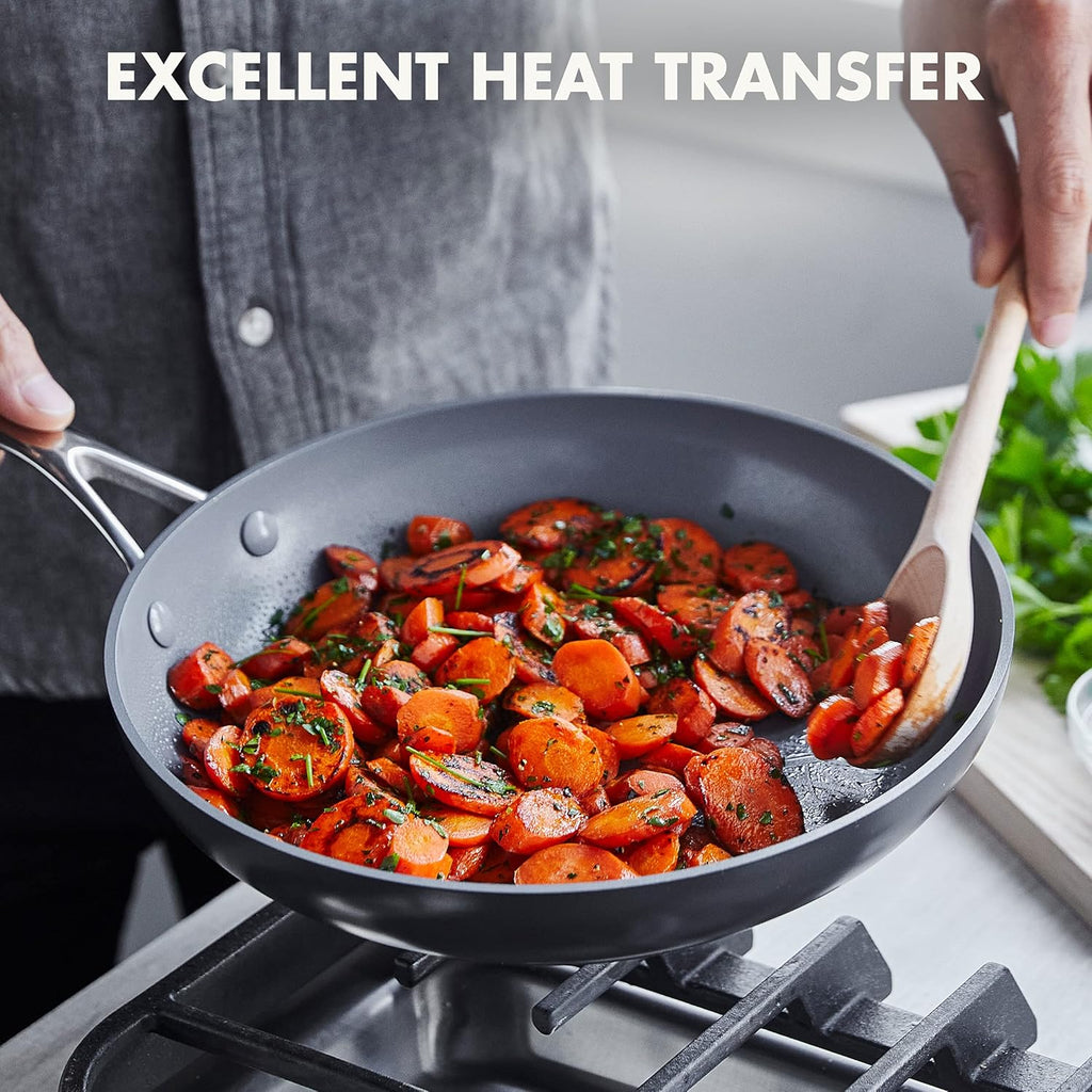 Gray Hard Anodized Ceramic Nonstick 10" Frying Pan with Lid Z5281
